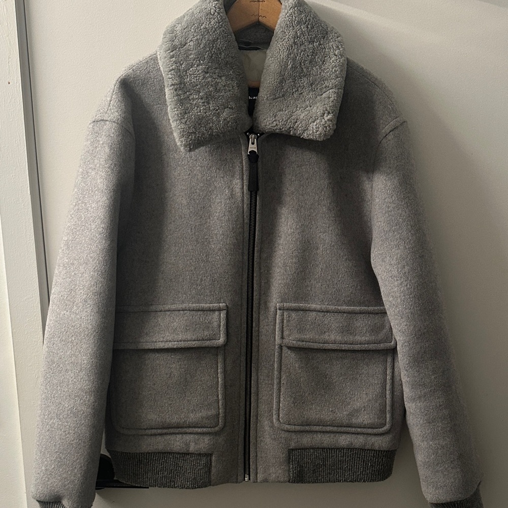 Mackage Gray Wool Bomber Jacket